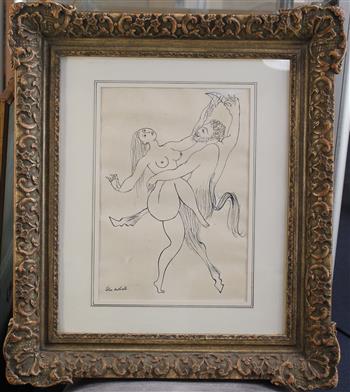 John Melville (1902-1986) Nude dancer with a satyr, 14 x 10in.